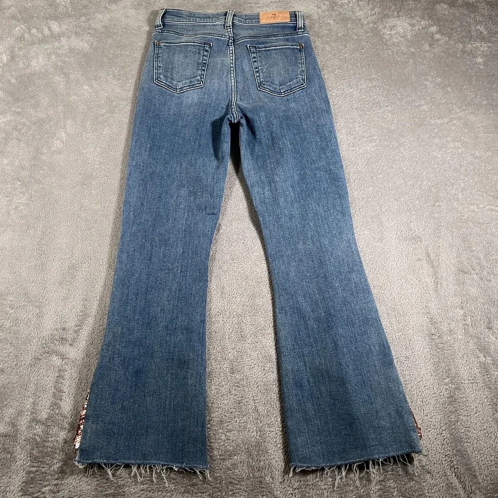 7 For All Mankind Jeans High Waist Slim Kick Womens 26 Blue Flare‎ Sequin HemD
